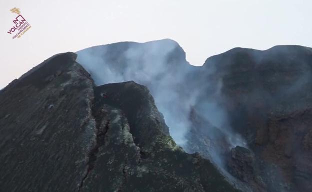 Vídeo. Así es la parte más elevado del cono principal del volcán